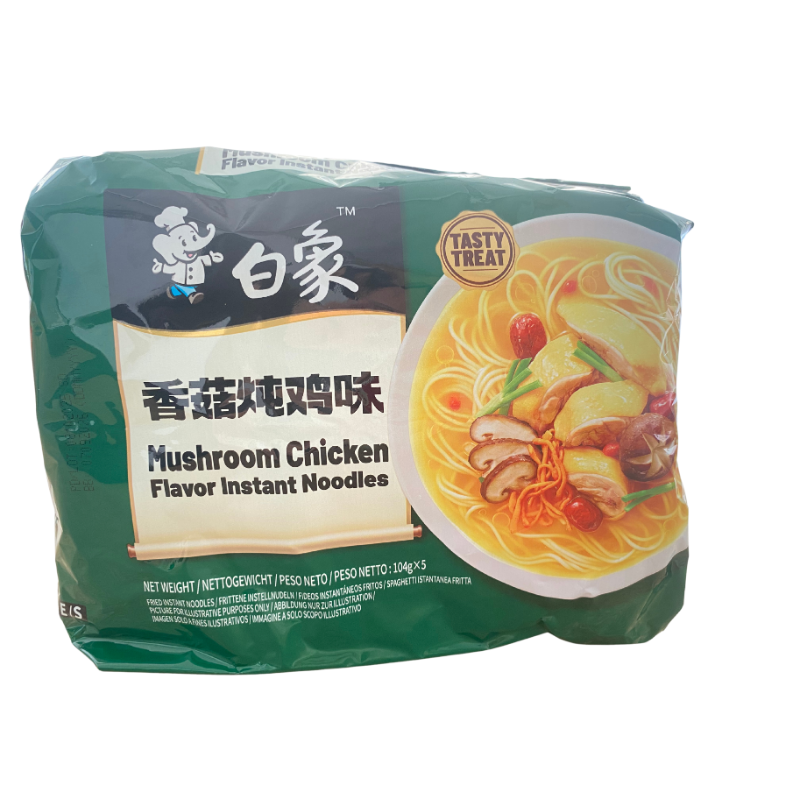 BaiXiang Instant Nudeln, Klassischer Pilz-Hühnchen-Eintopf Geschmack 520g(104g*5)