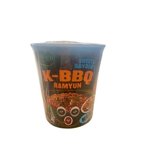 (Cup) Bibigo Instant Nudeln nach koreanischer Art mit BBQ Geschmack, Sojasauce und Sesamöl 98g