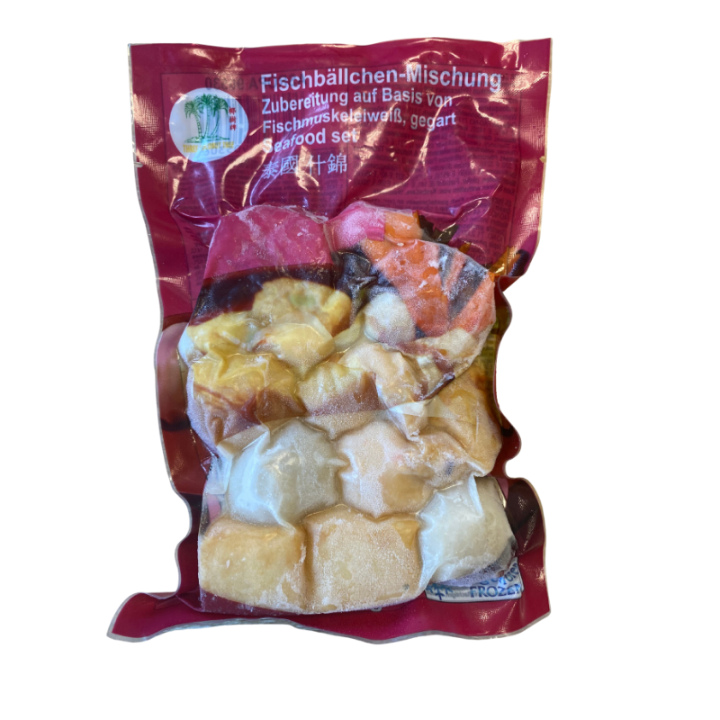 Three Coconut Tree Fischbällen Mischung, Zubereitung auf Basis von Fischmuskeleiweiß, gegart, tiefgefroren 200g - Infigoo GmbH
