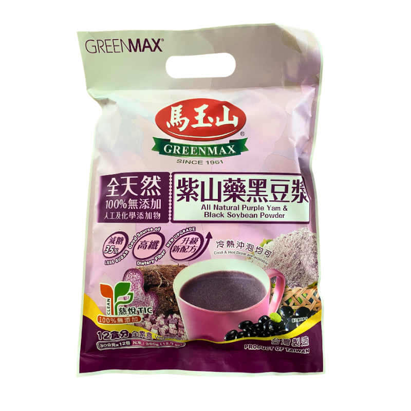 GREENMAX Zubereitung für Instantgetränk, Instantgetränk mit Lila Yam und Schwarzes Sojabohnenpulver 360g (30g*12)