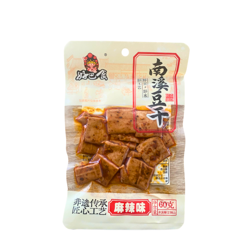 HaoBaShi Nanxi Getrockneter Tofu Snack, Scharfer Geschmack 60g - Infigoo GmbH