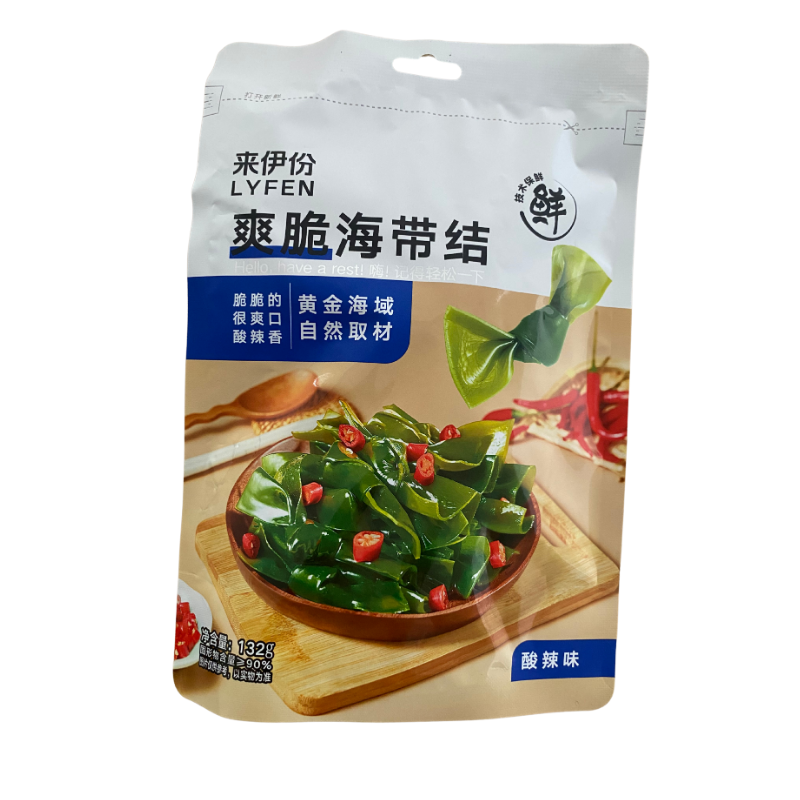 保质期 2025-12-31 来伊份 爽脆海带结 酸辣味 132g