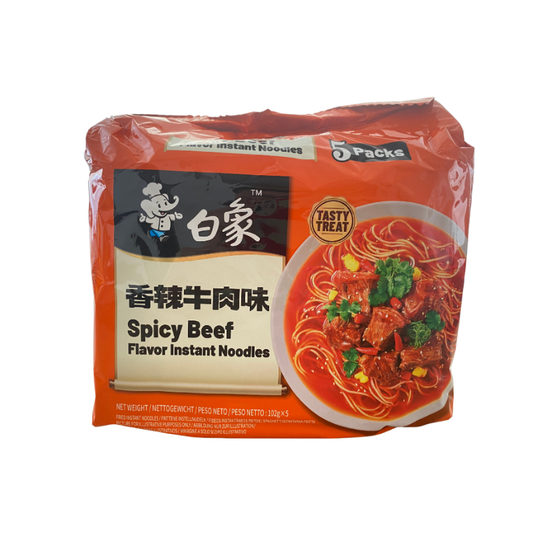 BaiXiang Instant Nudeln, Klassischer Würziger Rindfleischgeschamck 510g(102g*5)