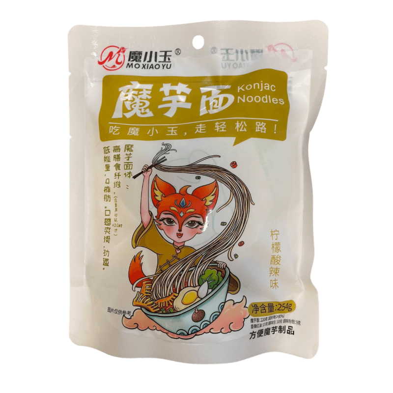 保质期 2025-04-01 魔小玉 魔芋面 柠檬酸辣味 254g