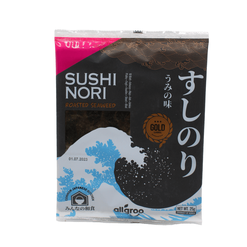 Allgroo Sushi Nori Geröstete Algen Gold Label, ganzes Blatt 25g