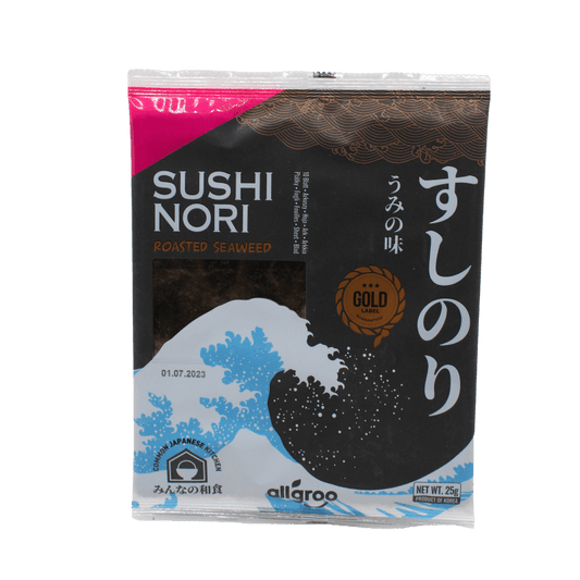 Allgroo Sushi Nori Geröstete Algen Gold Label, ganzes Blatt 25g